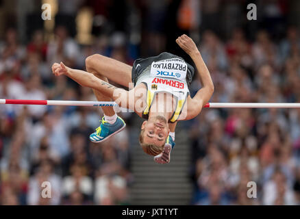 London, Grossbritannien. 13 Aug, 2017. Mateusz PRZYBYLKO, Deutschland, 5.Platz, Aktion, Finale Hochsprung der Maenner, am 13.08.2017 Wirtschaft Championships 2017 in London/Grossbritannien, vom 04.08. - 13.08.2017. | Verwendung weltweit Quelle: dpa/Alamy leben Nachrichten Stockfoto