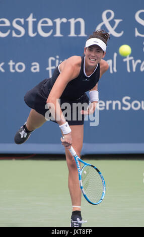 August 17, 2017: garbine Muguruza (ESP) Schlachten gegen Madison (USA), am Westlichen und Südlichen Öffnen bei Lindner Family Tennis Center in Mason, Ohio gespielt wird. © Leslie Billman/Tennisclix/CSM Stockfoto