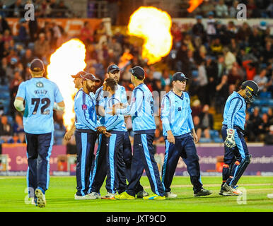 Leeds, Großbritannien. 17 Aug, 2017. Yorkshire Vikings feiern den Gewinn während des Yorkshire Wikinger v Northamptonshire Steelbacks im Headingley auf 20170817 August 2017. Quelle: SB Sport Fotografie/Alamy leben Nachrichten Stockfoto