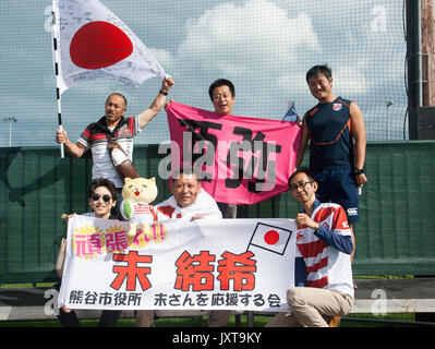 Dublin, Irland. 17. August 2017. Die japanischen Fans bei den Frauen Rugby World Cup in Billings Park UCD, Dublin. Credit: Elsie Kibue/Alamy leben Nachrichten Stockfoto