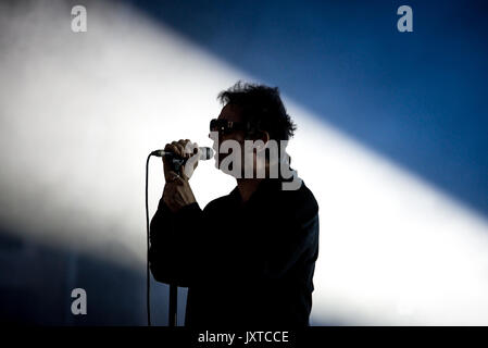 BENICASSIM, Spanien - 16 JUL: Echo und das Bunnymen (Rockband in Liverpool) führen in Konzert im FIB Festival am 16. Juli 2016 in Benicassim, S Stockfoto