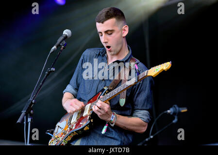 BARCELONA-JUN 1: Cymbals Eat Guitars (Rock Musik Band) im Konzert an Primavera Sound Festival 2017 durchführen und am 1. Juni 2017 in Barcelona, Spanien. Stockfoto