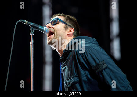 Huesca, Spanien - 15.JULI: Liam Gallagher (Musiker) führt im Konzert an FIB Festival am 15. Juli 2017 in Benicassim, Spanien. Stockfoto