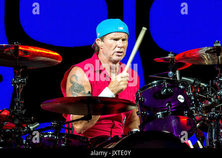 Huesca, Spanien - 15.JULI: Chad Smith, Schlagzeuger der Red Hot Chili Peppers (Band), führt im Konzert an FIB Festival am 15. Juli 2017 in Benicas Stockfoto