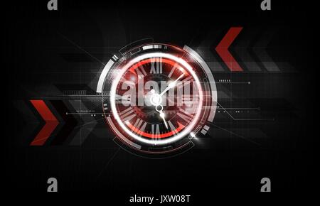 Abstrakte futuristische Technologie Hintergrund mit Uhr Konzept und Time Machine, Vektor transparent Stock Vektor