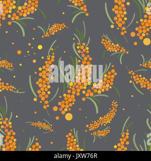 Sanddorn Vektor Musterdesign. Abstrakte Blumen Hintergrund. Stock Vektor