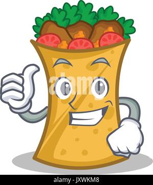 Daumen hoch Kebab Charakter wrap Cartoon Stock Vektor