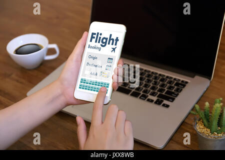 GEHEN Sie Flugbuchung Luft-Online-Ticket-Buch-Konzept Stockfoto