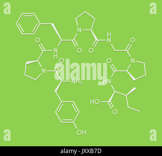 Beta-casomorphin Peptid 7 Molekül. Aufschlüsselung Produkt von Kasein, die eine Rolle in der menschlichen Krankheiten spielen können. Skelettmuskulatur Formel. Stockfoto