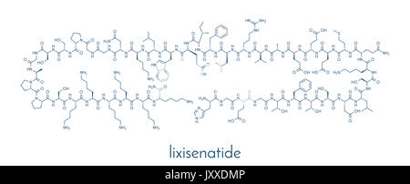 Lixisenatide Diabetes Drug molecule. Skelettmuskulatur Formel. Stockfoto