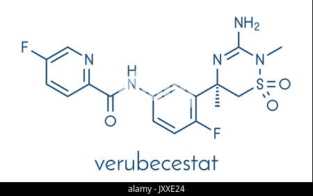 Verubecestat Alzheimer Medikament Molekül (BACE1-Inhibitor). Skelettmuskulatur Formel. Stockfoto