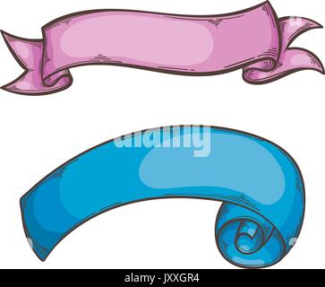 Satz von zwei alten Vintage ribbon Banner. Gravur Stil Hand gezeichneten Elemente. Vector Illustration Stock Vektor