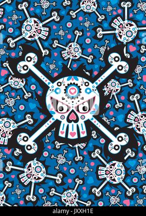 Dia de los Muertos - Mexikanische Tag der Toten Schädel Muster Stock Vektor