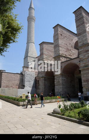 ISTANBUL, Türkei - August 06, 2017: Die Hagia Sophia, auch genannt die Hagia Sofia oder Ayasofya Architektur, berühmte byzantinische Wahrzeichen und Museum in Istan Stockfoto