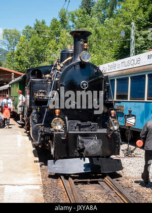 Blonay Chambéry Eisenbahn Lok 3 früher der Brig-Furka-Disentis Bahn und Furka Oberalp. Diese Lok wurde von der SLM gebaut Stockfoto