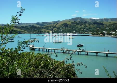 Akaroa Harbour, Südinsel, Neuseeland Stockfoto