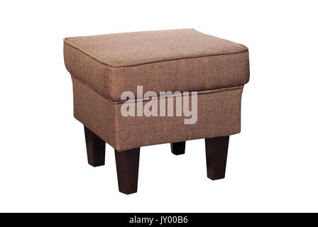 Farbige Stühle aus Stoff und Leder auf weißem Hintergrund Stockfoto