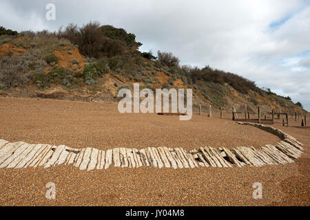 Auswirkungen der Küstenerosion, Bawdsey Fähre, Suffolk, England. Stockfoto