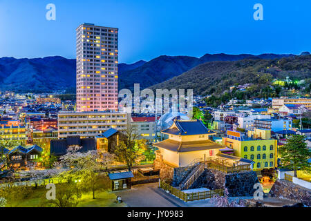 Kofu, Yamanashi, Japan downtown Stadtbild und Turm. Stockfoto