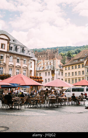 Heidelberg Marktplatz Marktplatz in der Altstadt von der deutschen Stadt. Stockfoto