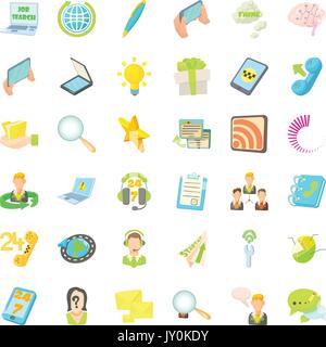 Rufen Sie Dienst Icons Set, Cartoon-Stil Stock Vektor