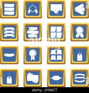 Verschiedene bunte Etiketten Icons Set blau Stock Vektor