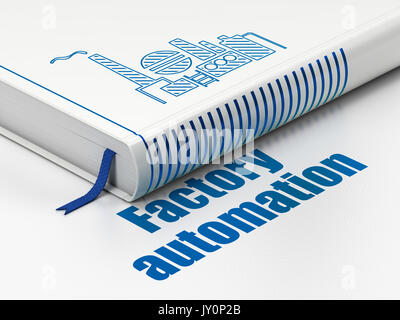 Manufacuring Konzept: Buch Öl und Gas Indusry, Factory Automation auf weißem Hintergrund Stockfoto