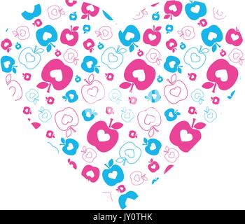 Valentine Love Heart Apple Muster Vector Illustration Stock Vektor