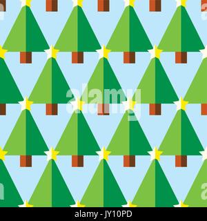 Geometrische Weihnachtsbäume mit Star nahtlose Muster Vektor sich wiederholende Textur mit Weihnachten Bäume - flache Bauform, retro style Stock Vektor