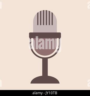 Vintage Mikrofon auf dem beigen Hintergrund niedlich. Retro Mikrofon Symbol. Radio Broadcast, auf Luft, Performance, Konzept. Vector Illustration, flach Stock Vektor