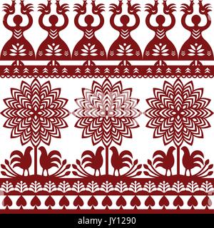 Nahtlose polnischen Volkskunst Muster Wycinanki Kurpiowskie - Kurpie Papercuts sich wiederholende Vektor folk Design aus der Region Kurpie in Polen mit Wom Stock Vektor