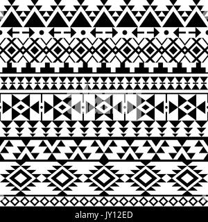 Nahtlose schwarz Navajo drucken, Aztec Muster, Tribal design Vector monochrome Folk nahtlose Aztec Ornament, ethnischen Sammlung, Tribal art Stock Vektor