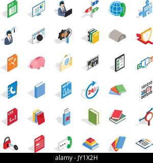Online lernen Symbole gesetzt, isometrische Stil Stock Vektor