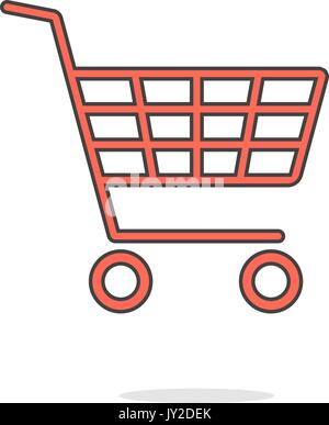 Einfache rot Warenkorb mit Schatten Stock Vektor