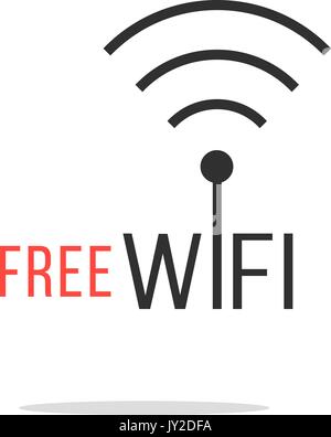 Kostenloses WLAN Schriftzug mit einfachen Schatten Stock Vektor
