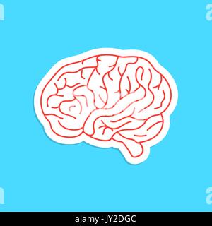 Rote Umrahmung Gehirn Symbol Aufkleber Stock Vektor