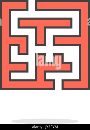 Einfache rote Labyrinth Symbol mit Schatten Stock Vektor