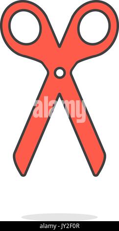 Einfache rote Symbol Schere mit Schatten Stock Vektor