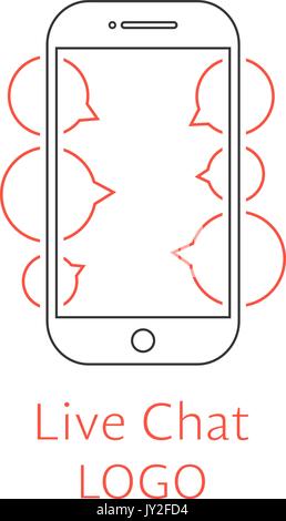 Live Schriftzug mit outline BlackBerry-Smartphone chat Stock Vektor