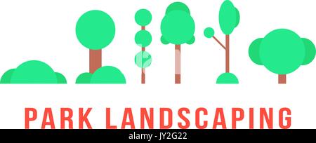 Park Landschaft mit Bäumen und Büschen Stock Vektor