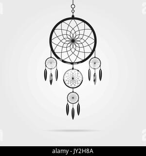 Schwarz Dream Catcher Icon mit Schatten Stock Vektor