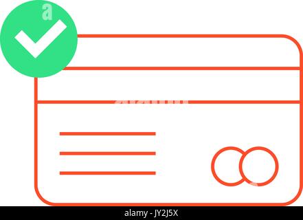 Rote Umrahmung Kreditkarte mit grünem Häkchen Stock Vektor