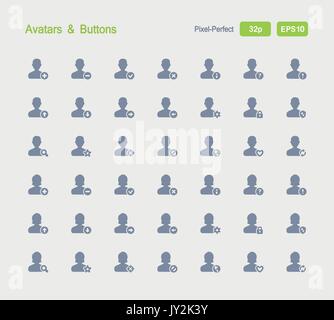 Ein Satz von 42 professionellen, pixelgenaue Vector Icons auf einem 32 x 32 Pixel Raster ausgelegt. Stock Vektor