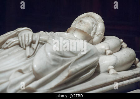 Gothic Grab und Denkmal von Ilaria Del Carretto von Jacopo Della Quercia in der Kathedrale San Martino (Kathedrale) in Lucca Lucca, Toskana, Italien. 3. Aug. Stockfoto