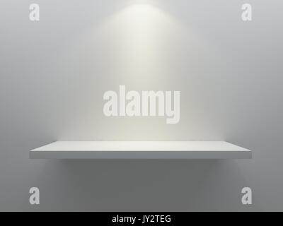 Leeres Regal Ständer an der Wand mit spot light 3D-Rendering Stockfoto
