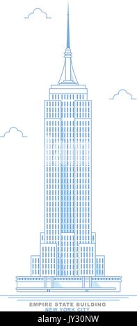 Empire State Building stilisierte, freehand Design. New York City Wolkenkratzer im Art Deco Stil. Manhattan. Usa Stock Vektor