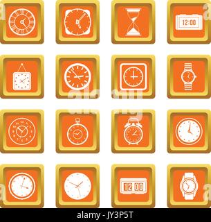 Zeit und Uhr Icons Set orange Stock Vektor