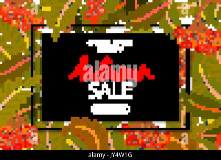 Horizontale Herbst Sale Banner. Laub und Rahmen auf weißem Hintergrund. Vector Illustration. Stock Vektor