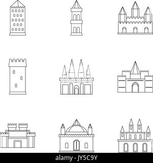 Burgen Icon Set, outline Style Stock Vektor