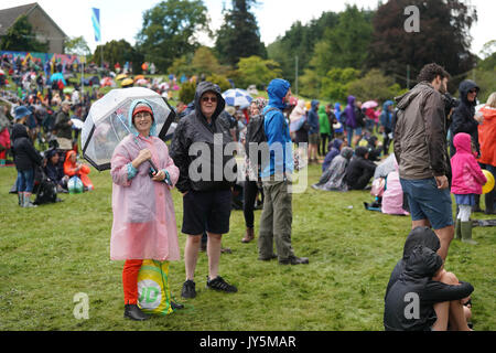 Glanusk Park, Wales, UK. 18 Aug, 2017. Allgemeine Ansichten des 2017 Green Man Festival in Glanusk Park, Brecon Beacons, Wales. Foto Datum: Freitag, 18. August 2017. Photo credit sollte lesen Credit: Roger Garfield/Alamy leben Nachrichten Stockfoto